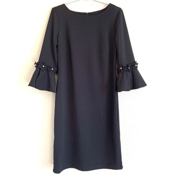 I LE NEW YORK Pearls Beaded Bell Sleeve Dress 8 - Picture 1 of 11